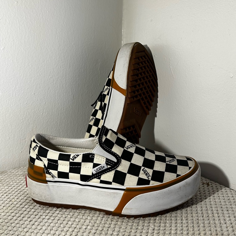 VANS Slip-On Stacked Platform Checkerboard Sneakers US W8/M6.5